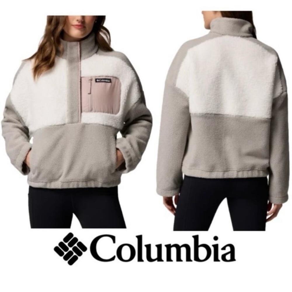 Columbia Women's Fleece Jacket - Cream and Gray